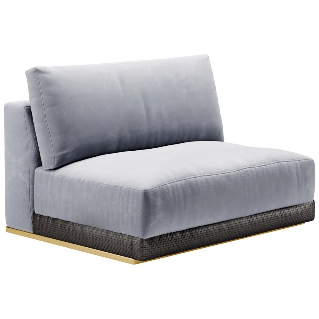 Gaston Center Element, Contemporary Sofa Settee Velvet Leather For Sale