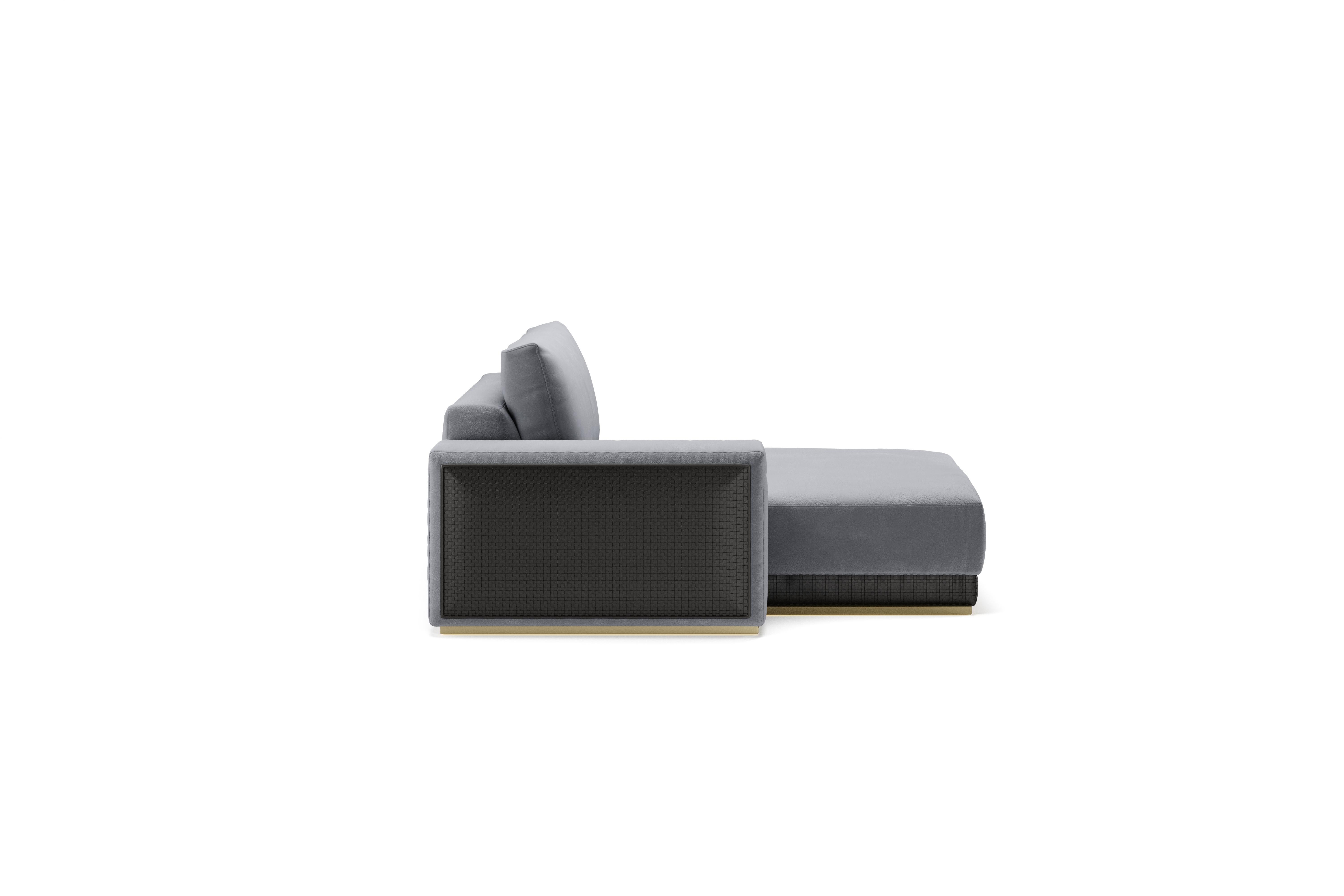 Modern Gaston Chaise Lounge, Contemporary Sofa Settee Velvet Leather For Sale