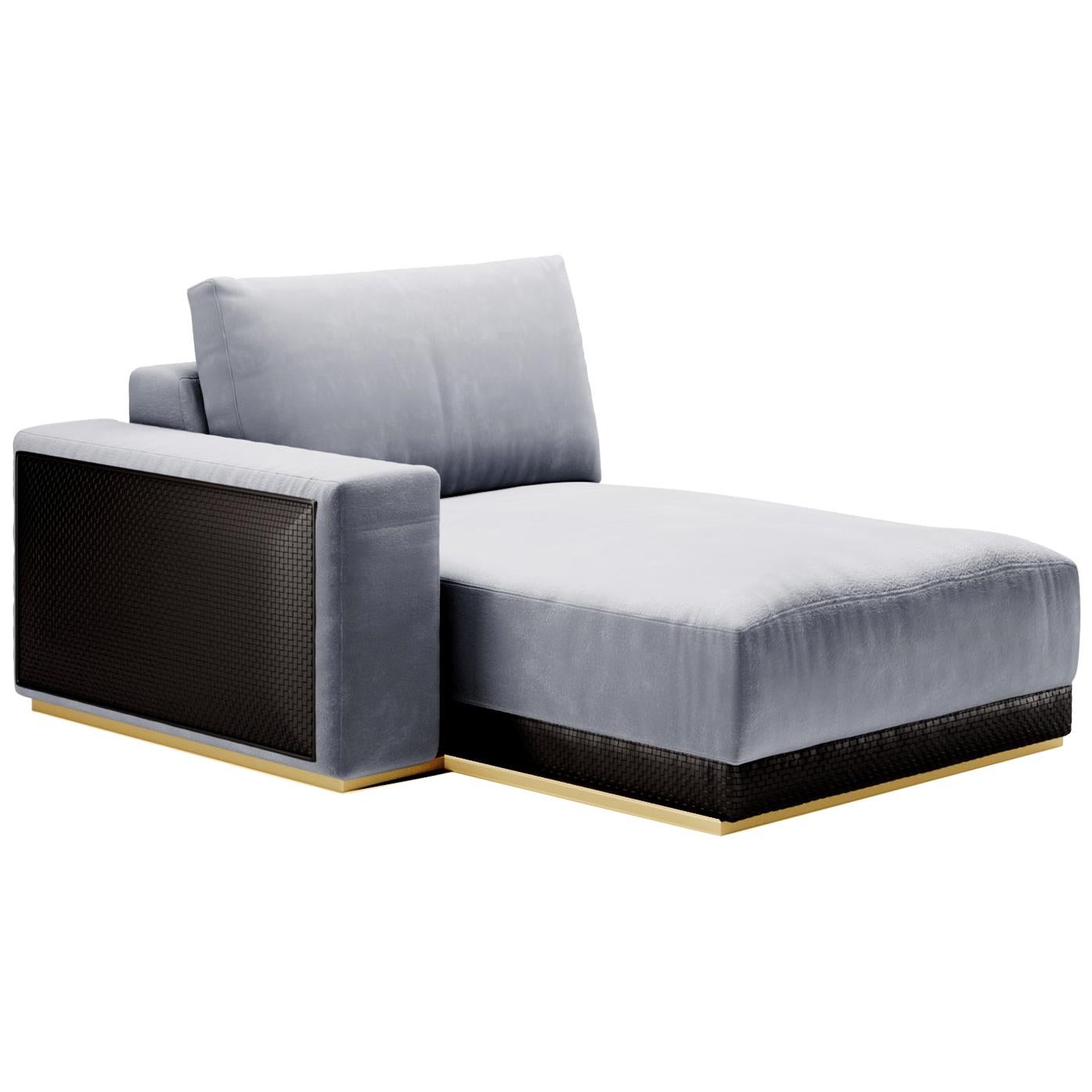 Gaston Chaise Lounge, Contemporary Sofa Settee Velvet Leather For Sale
