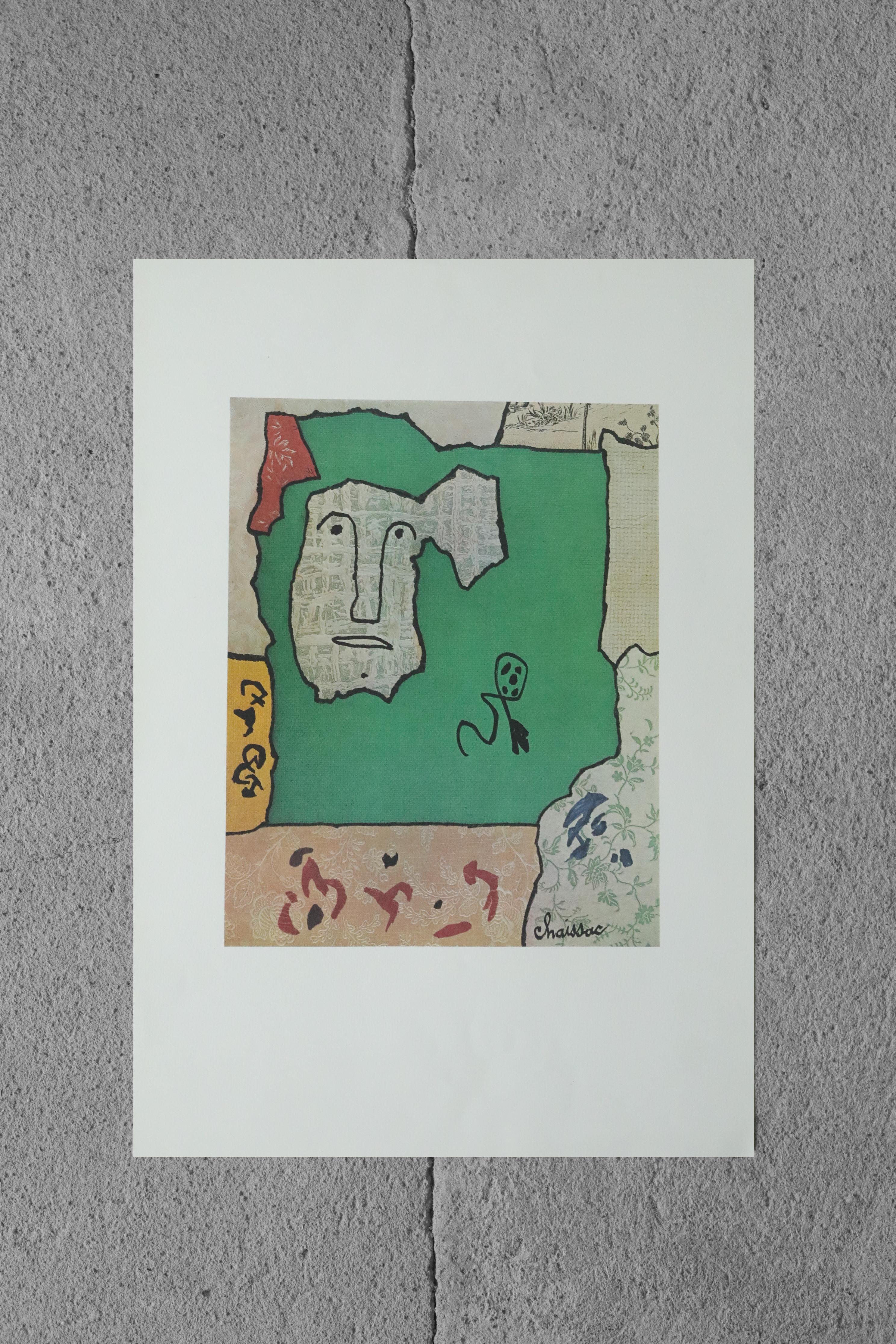 Gaston Chaissac, Lithographic Print, Composition with Face, 1960s For Sale