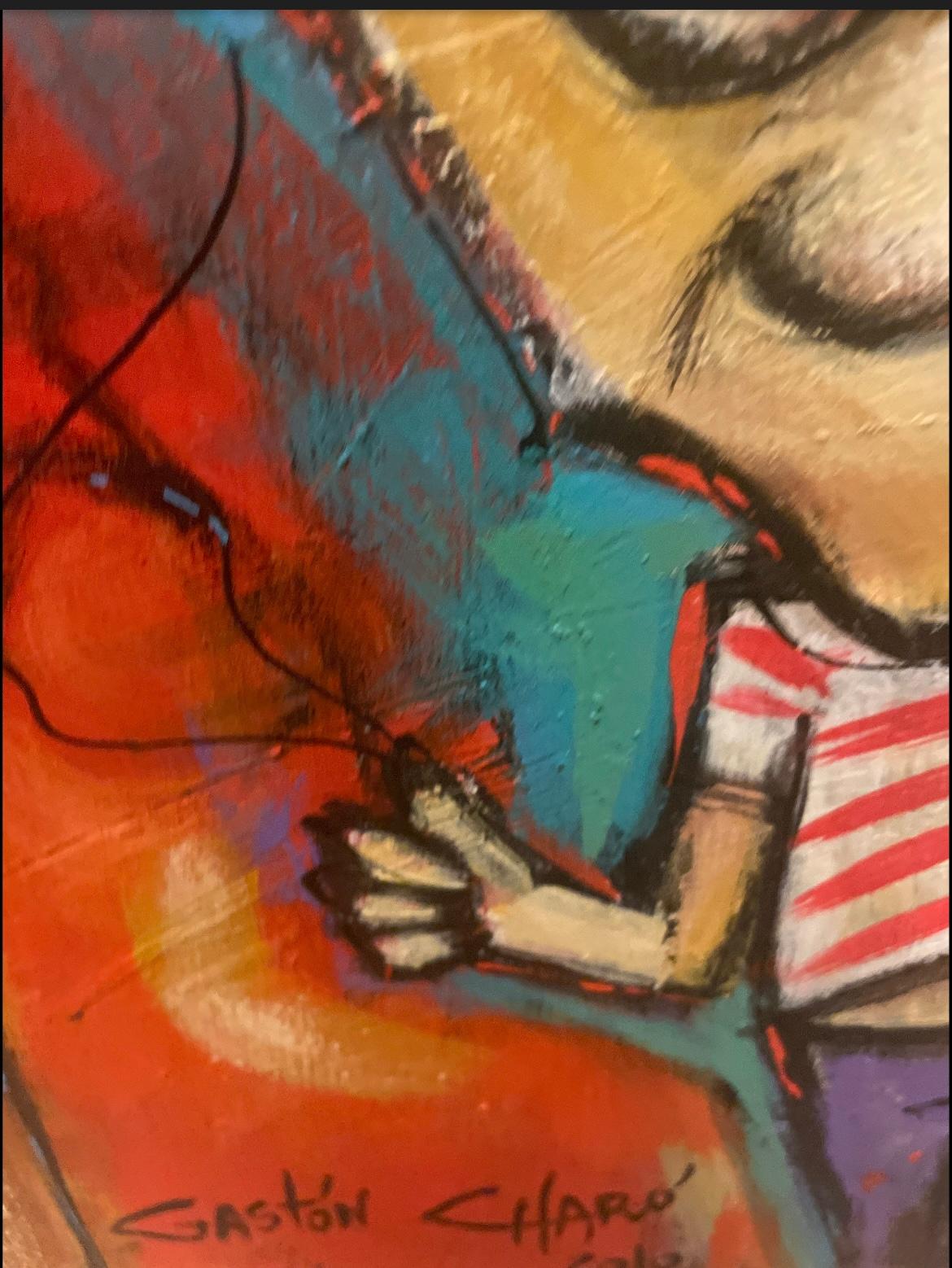 This is an Original Portrait Painting by Gaston Charo. On wood Unframed. In good condition. Measures 22x16