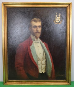 Portrait de George Cary avec écusson de famille O/C par Gaston Charpentier-Bosio