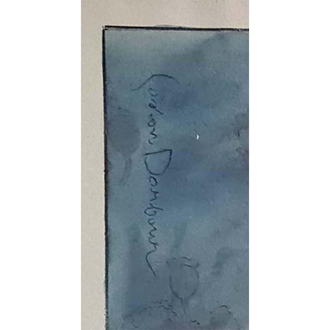 Circa 1900 original gouache by Gaston Darbour - Élégante aux fleurs For Sale 2
