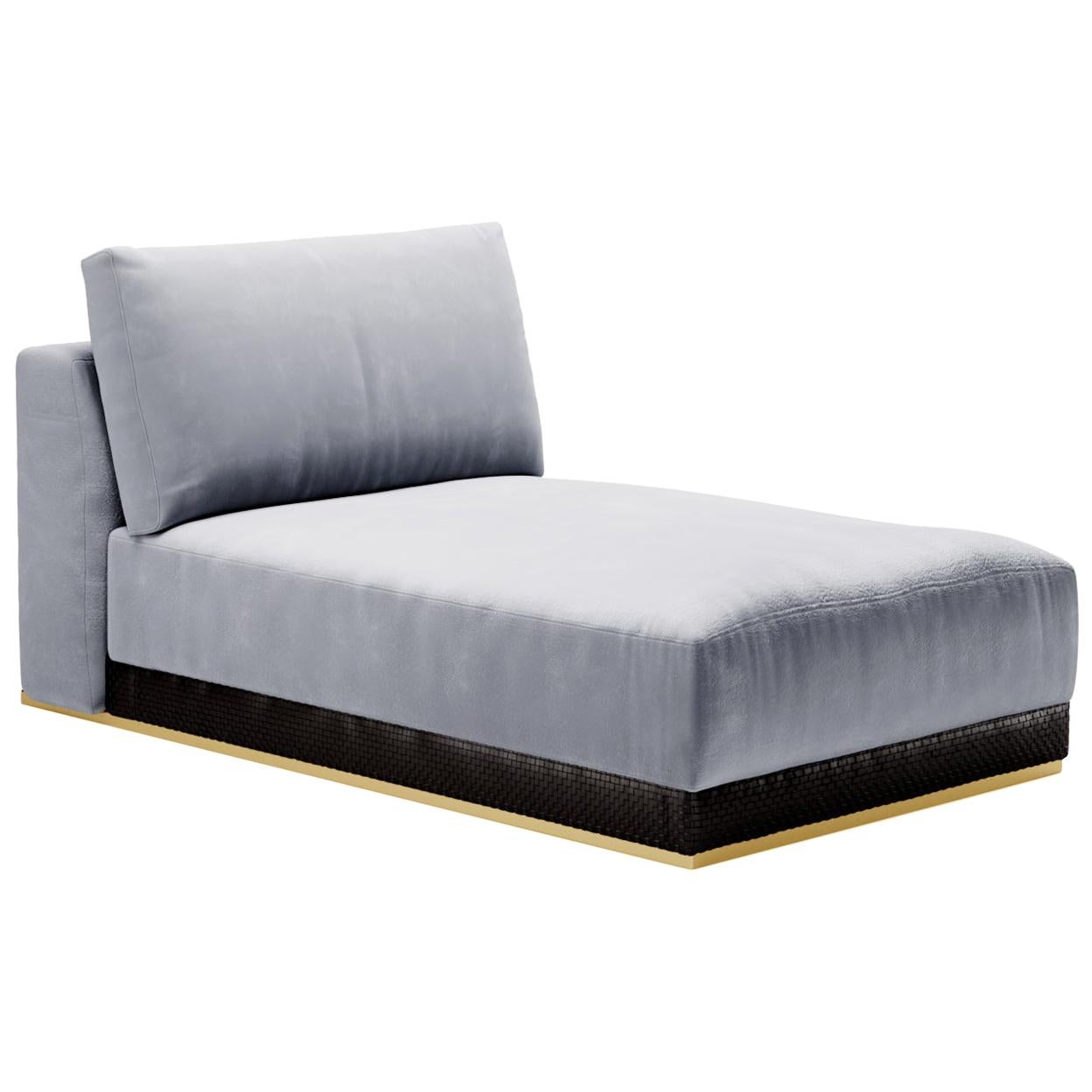 Gaston Daybed, Contemporary Sofa Settee Velvet and Crossed Leather For Sale