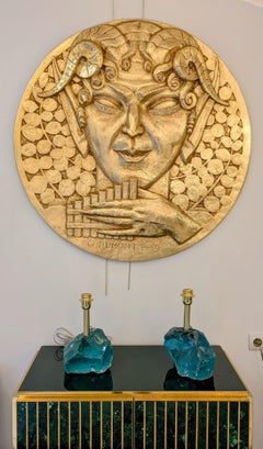 Gaston Dumont,  Faune , Gold patinated Plaster Bas-Relief, 1939