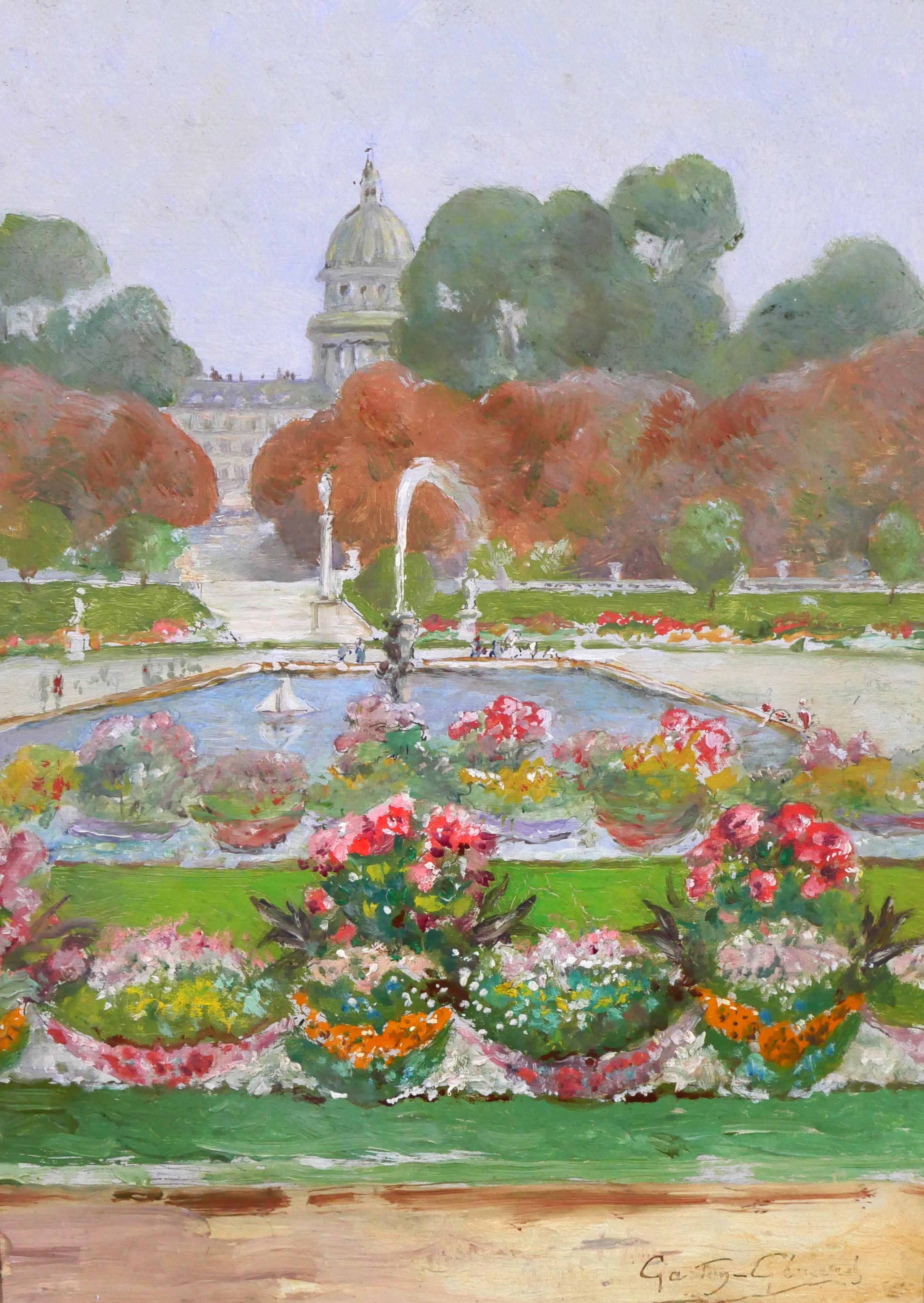 Gaston Gerard Landscape Painting - Paris, the Luxembourg Garden and the Pantheon