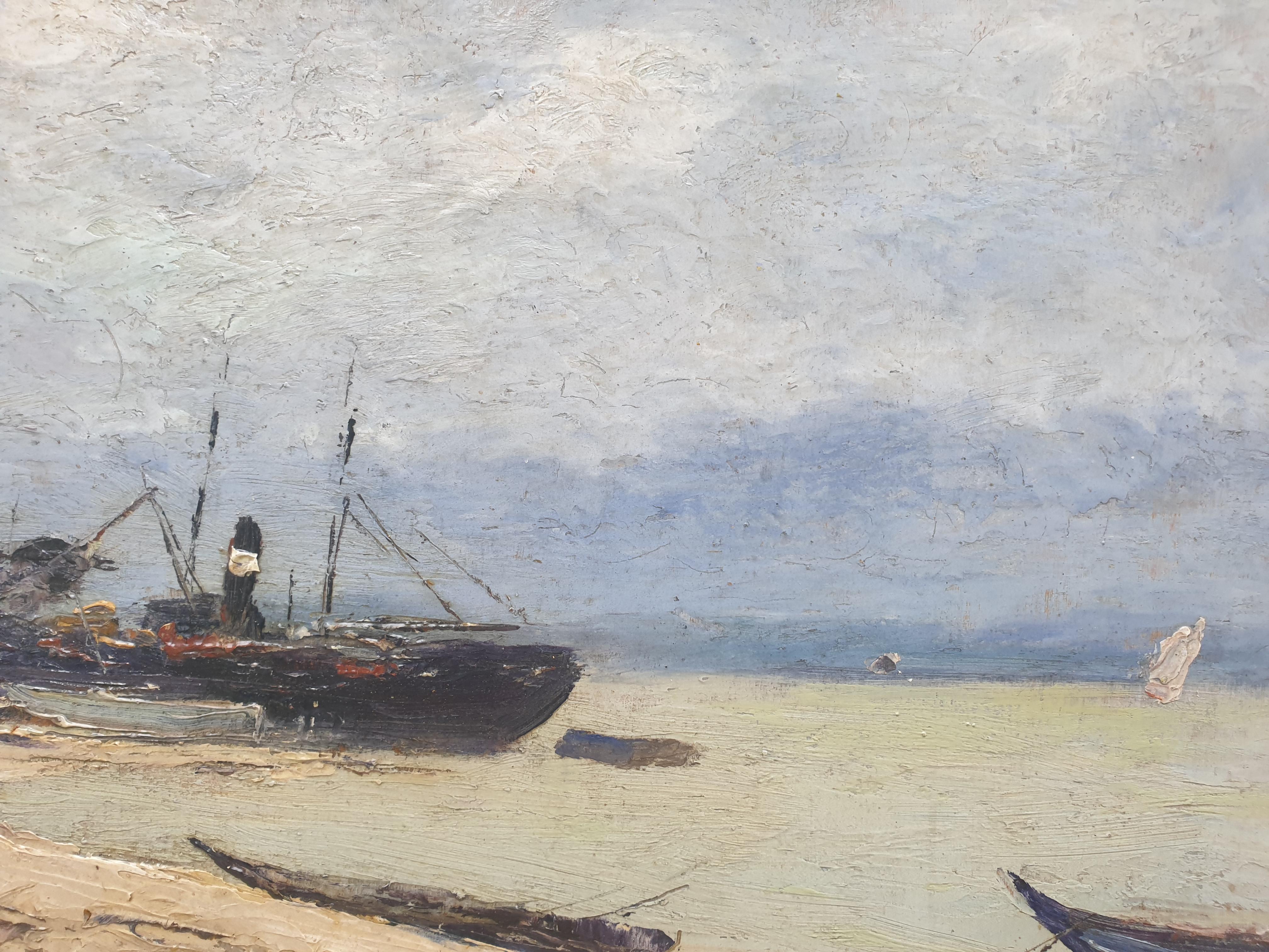 GUIGNARD Bordeaux painter Port boats French Impressionism  19th 2