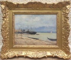 GUIGNARD Bordeaux painter Port boats French Impressionism  19th