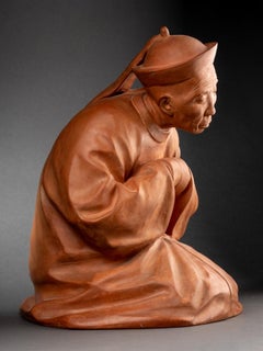Gaston Hauchecorne : « dignitaire chinoise », sculpture en terre cuite, circa 1925