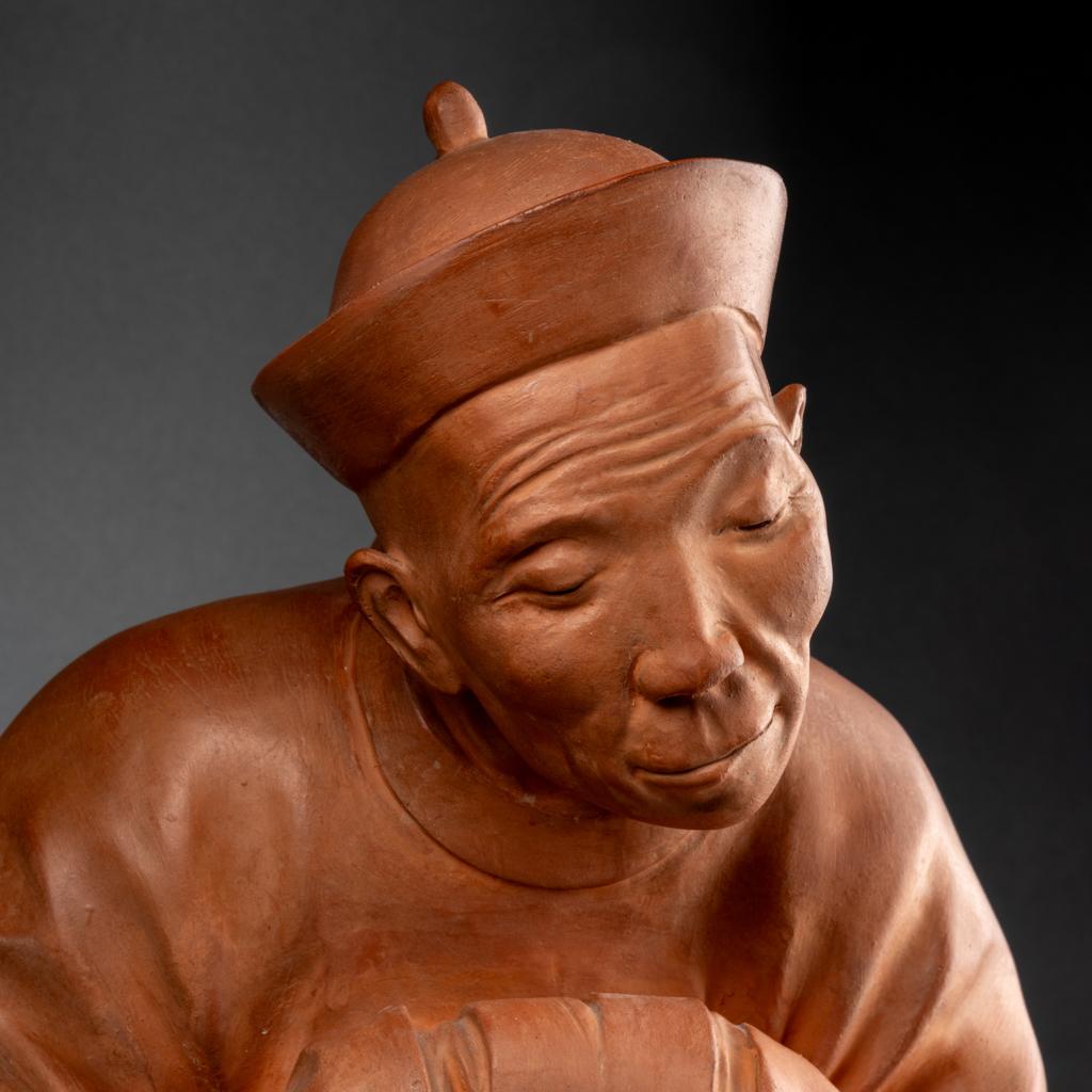 Français Gaston Hauchecorne : « dignitaire chinoise », sculpture en terre cuite, circa 1925 en vente