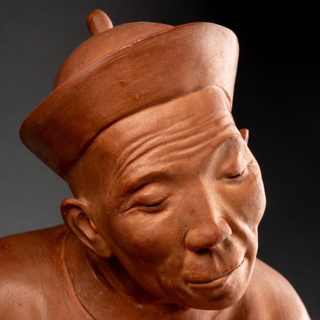 Gaston Hauchecorne : « dignitaire chinoise », sculpture en terre cuite, circa 1925 Bon état - En vente à SAINT-OUEN-SUR-SEINE, FR