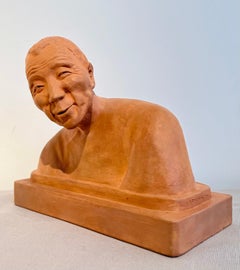 Gaston Hauchecorne : "Hombre chino sonriendo", prueba de artista en terracota hacia 1943