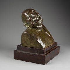 Gaston Hauchecorne : Rare sculpture en bronze d'un moine rieur