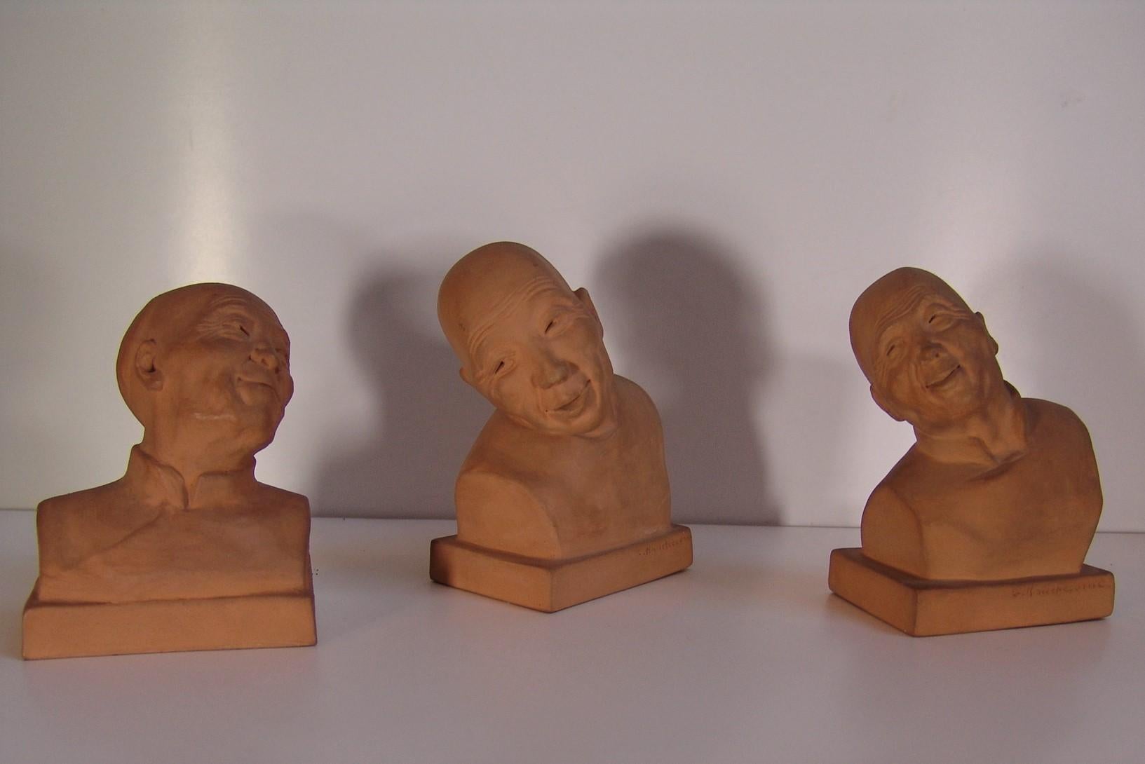 Gaston Hauchecorne Figurative Sculpture - a set of three Chinese portraits