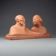 Gaston Hauchecorne : "Seducción", escultura de terracota patinada C. 1930