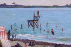 At the Seaside. A 19th Century antique oil painting signed and framed
