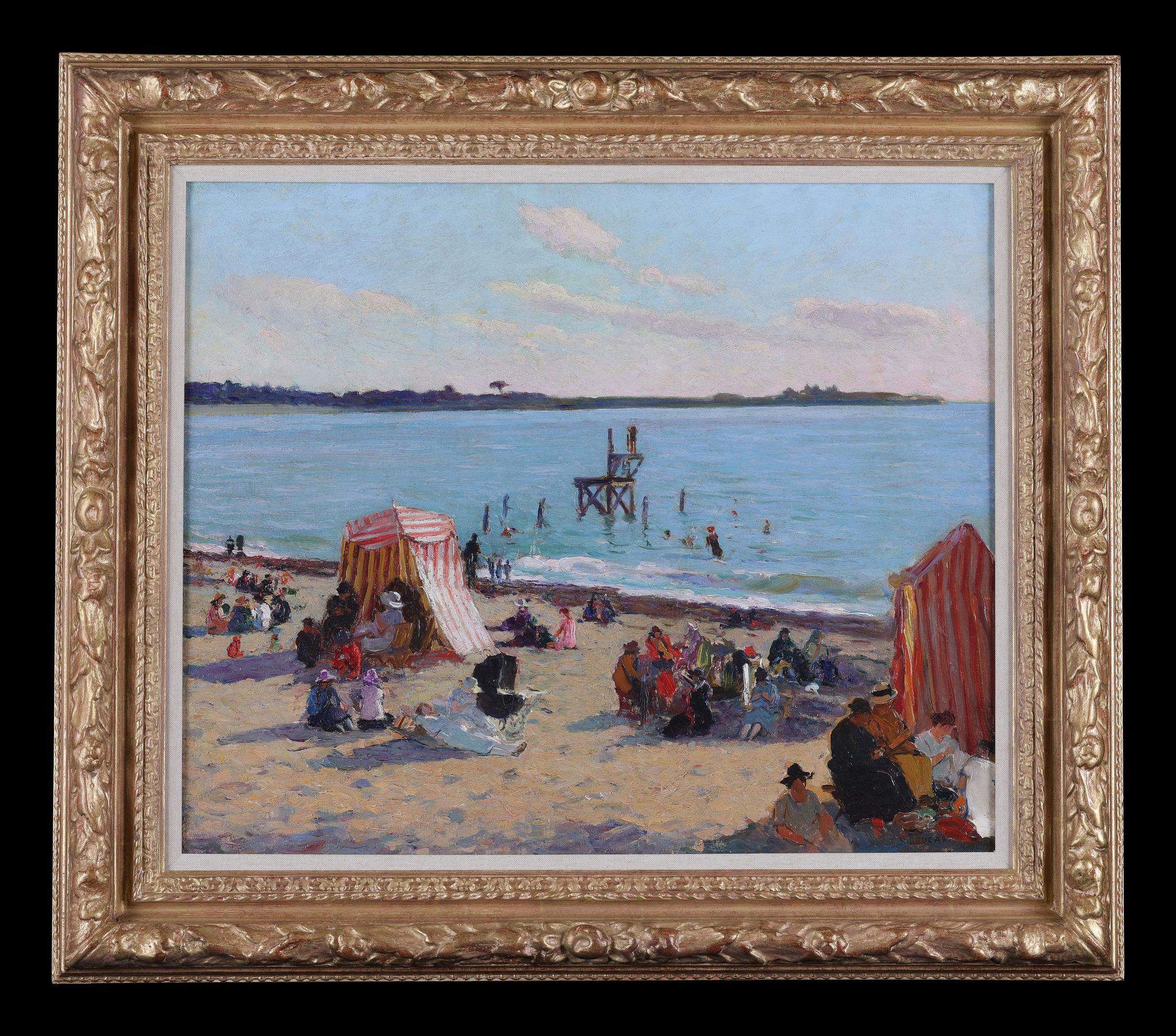At the Seaside. A 19th Century antique oil painting signed and framed