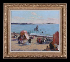At the Seaside. A 19th Century antique oil painting signed and framed