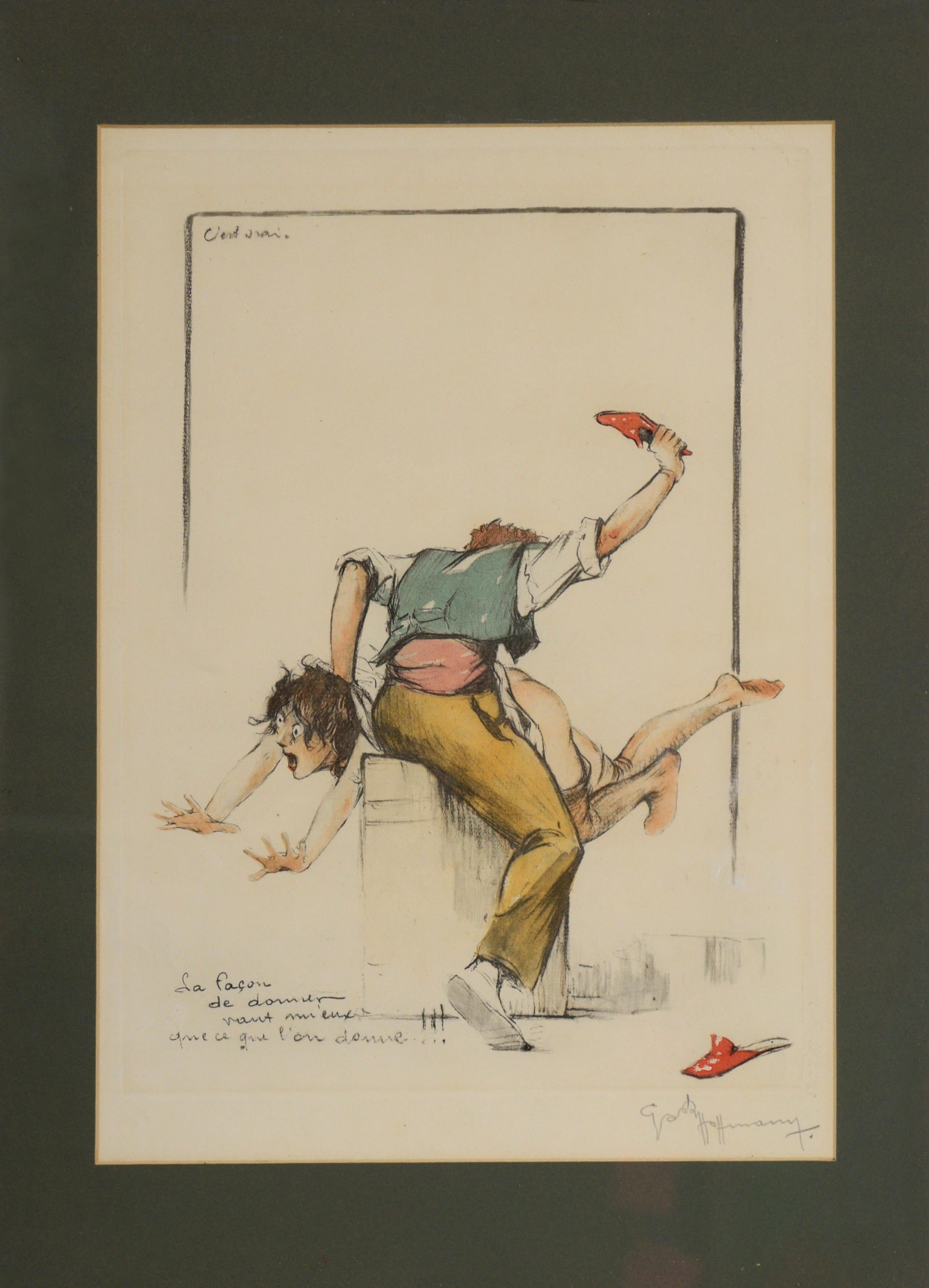 Satirical French Illustration by Gaston Hoffman - Print by Gaston Hoffmann