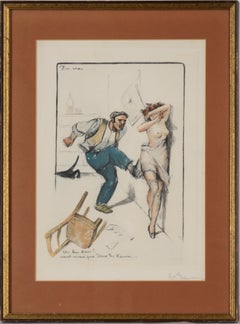Satirical French Illustration of Man and Woman