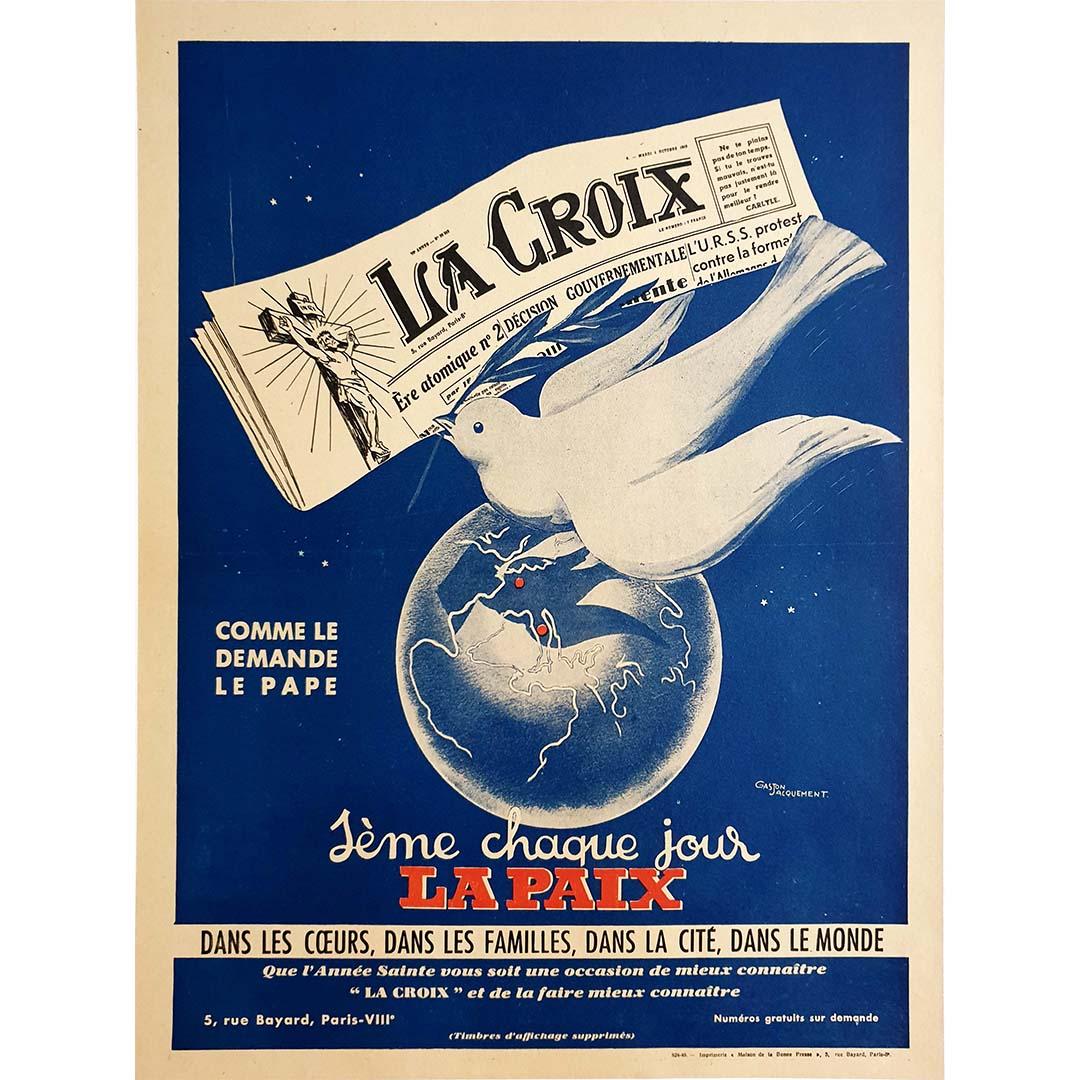 The 1949 original poster by Gaston Jacquement promoting "La Croix" newspaper carries a profound and enduring message: "La Croix Sème Chaque Jour la Paix," which translates to "La Croix Sows Peace Every Day." This poster, created in the post-World