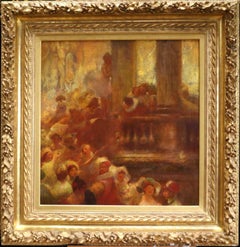 Commedia dell'arte - Impressionist Oil, Figures in Interior by Gaston La Touche