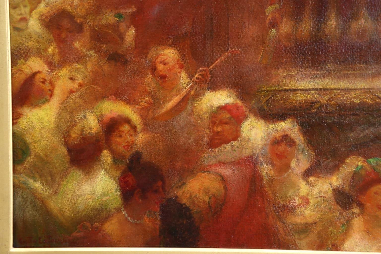 Commedia dell'arte - Impressionist Oil, Figures in Interior by Gaston La Touche 1