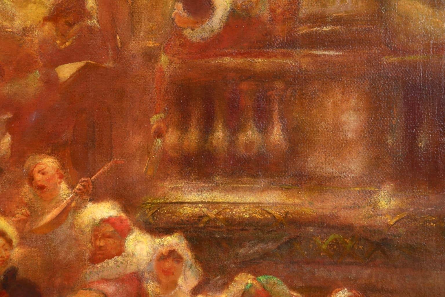 Commedia dell'arte - Impressionist Oil, Figures in Interior by Gaston La Touche 3