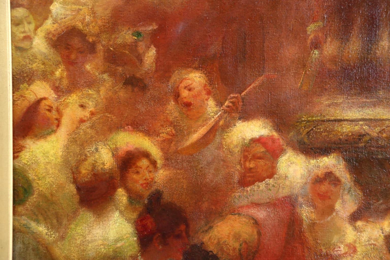 Commedia dell'arte - Impressionist Oil, Figures in Interior by Gaston La Touche 4