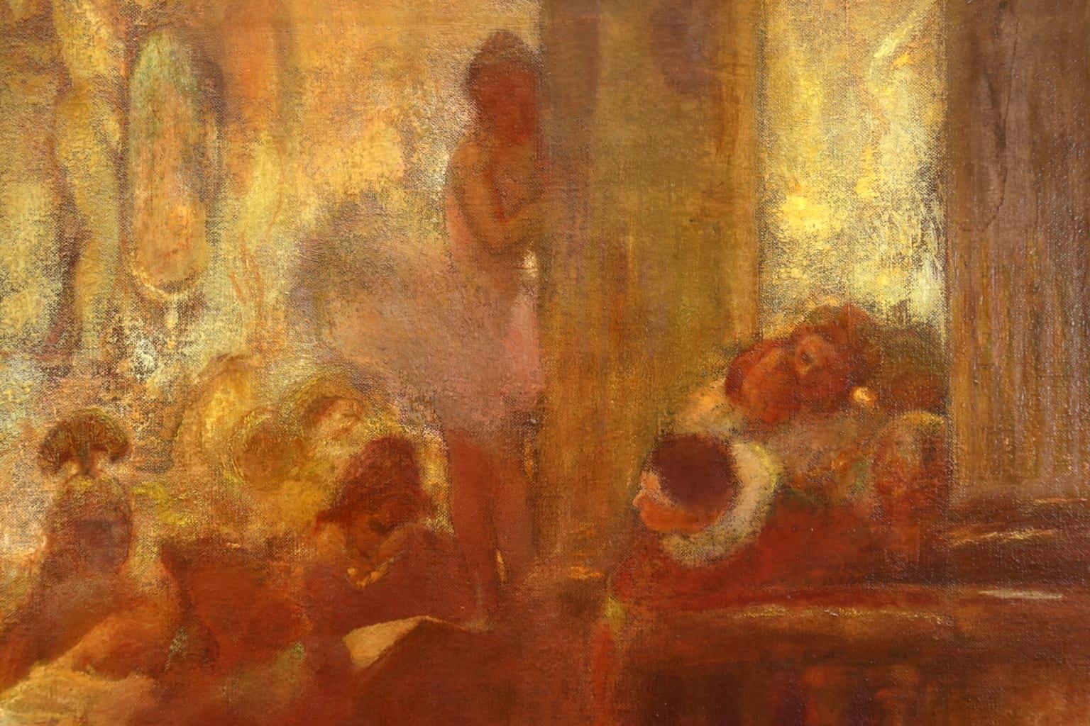 Commedia dell'arte - Impressionist Oil, Figures in Interior by Gaston La Touche 5