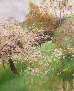 Fleurs de Printemps - Post Impressionist Landscape Oil by Gaston La Touche