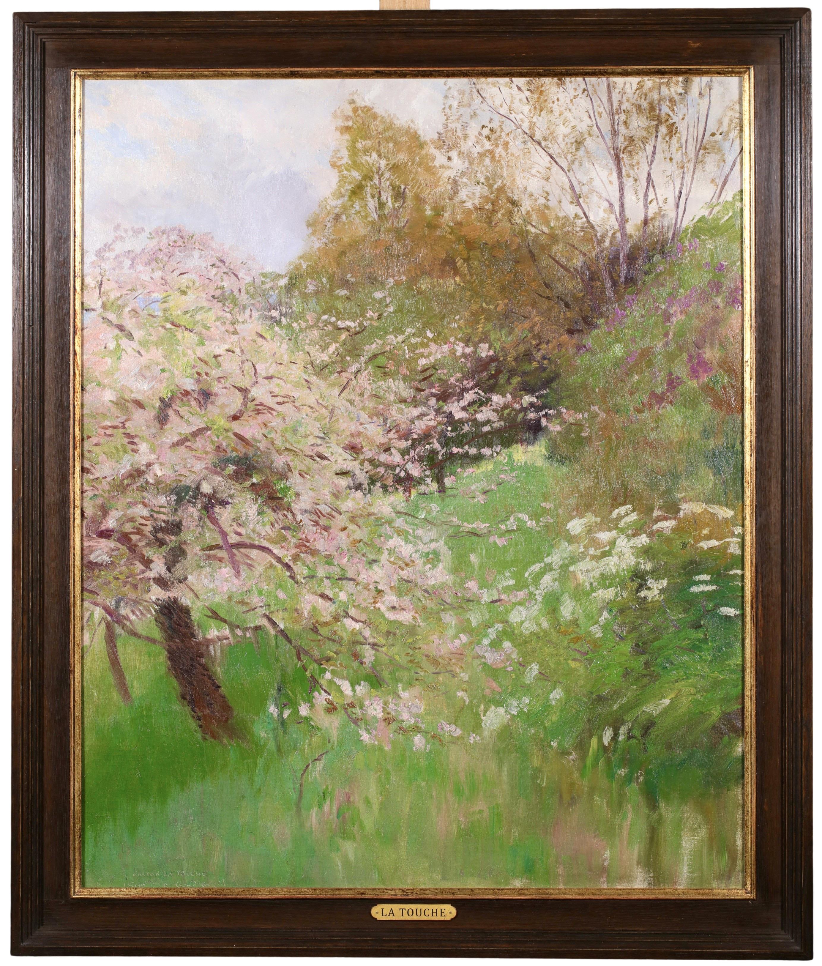 „Fleurs de Printemps“ – Postimpressionistisches Landschaftsgemälde in Öl von Gaston La Touche