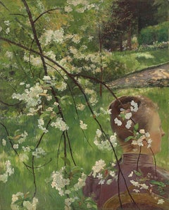 JEUNE FEMME À LA BRANCHE DE FLEURS”