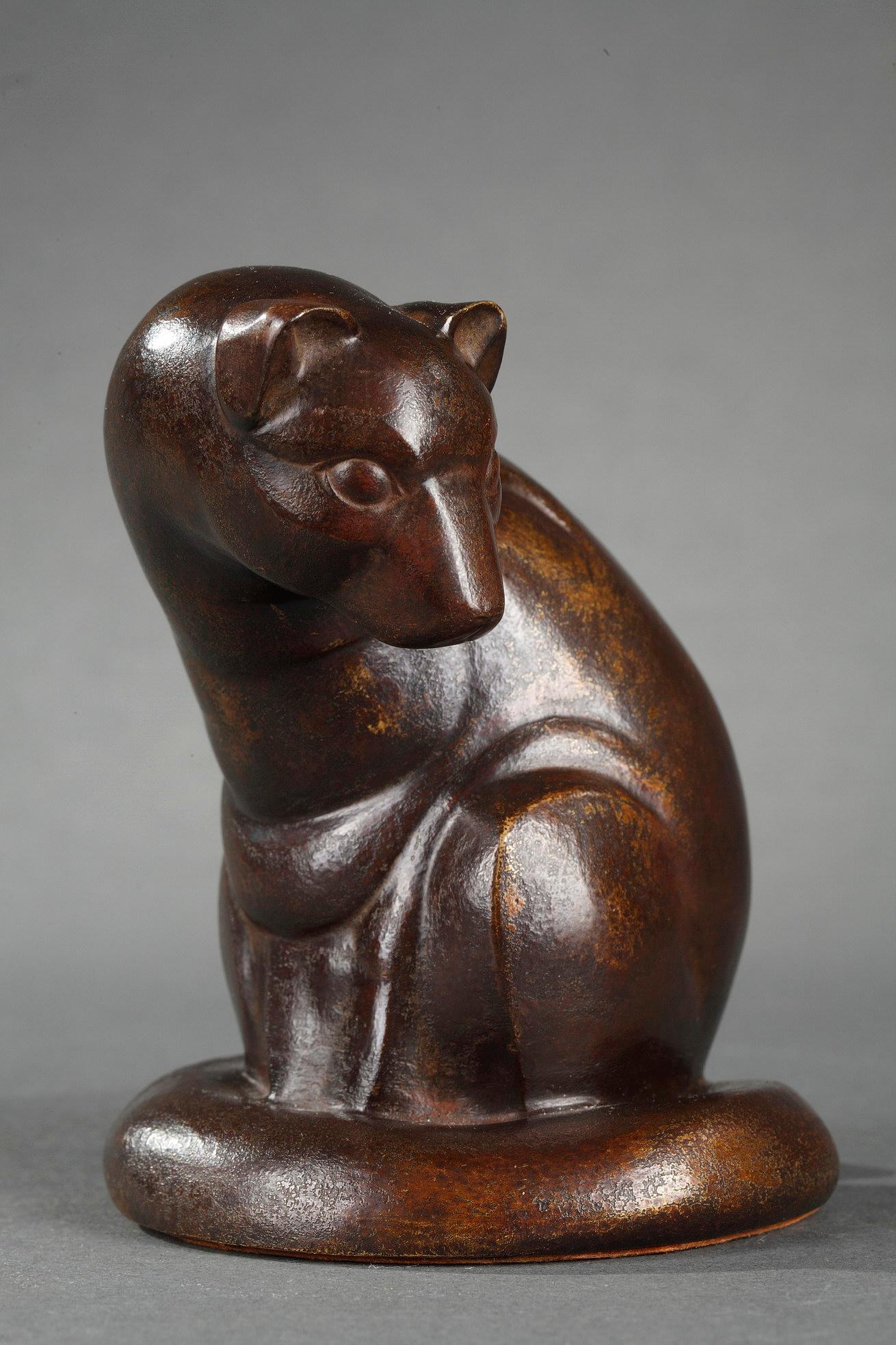 Genet - Gold Figurative Sculpture by Gaston Le Bourgeois