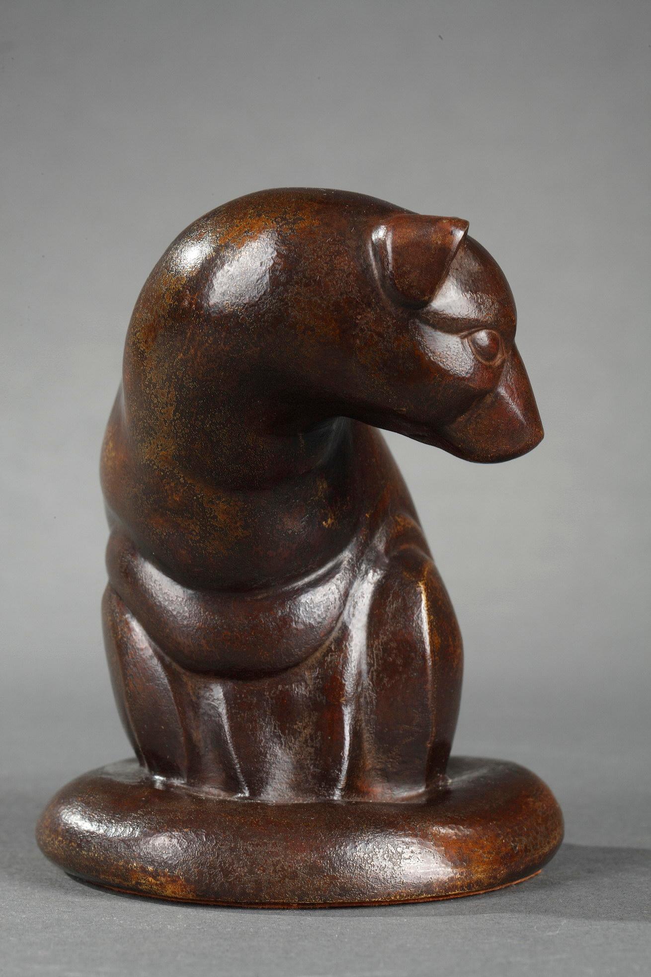 Genet
by Gaston LE BOURGEOIS (1880-1956)

A bronze sculpture with a nuanced brown patina
stamped on the tail with the artist's monogram 