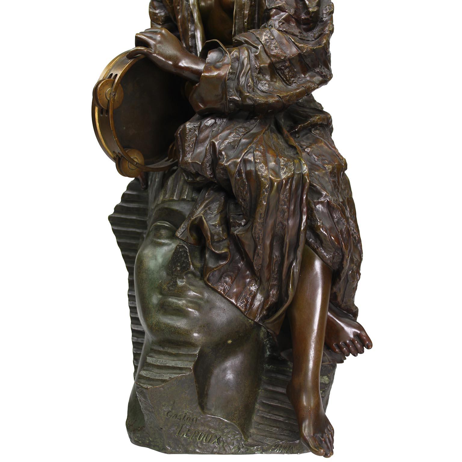 Gaston Leroux Bronze Figure of Aida on a Sphinx, French, 19th Century For Sale 3