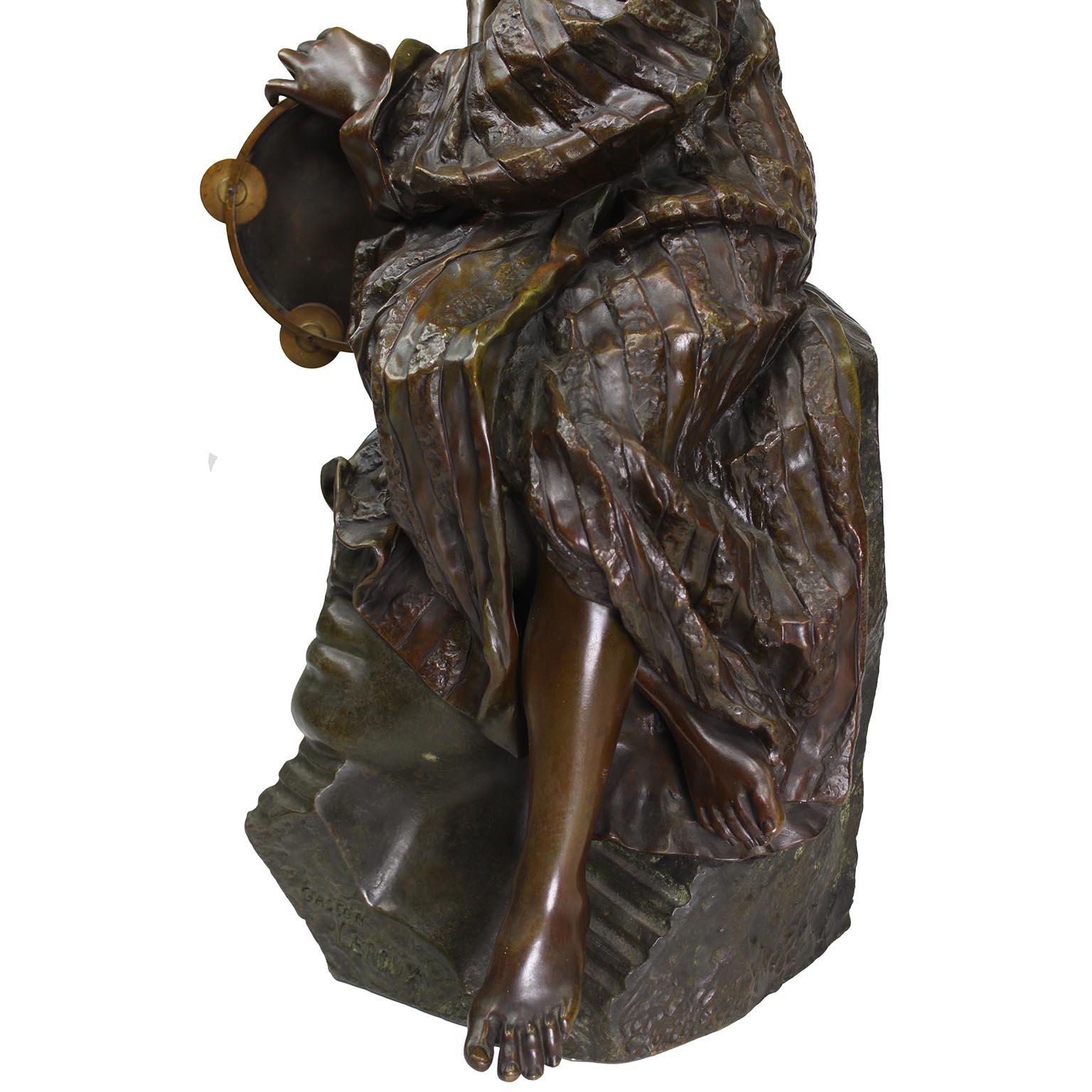 Gaston Leroux Bronze Figure of Aida on a Sphinx, French, 19th Century For Sale 6