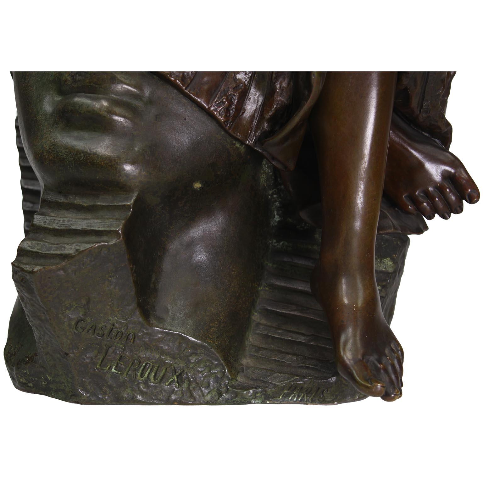 Gaston Leroux Bronze Figure of Aida on a Sphinx, French, 19th Century For Sale 10