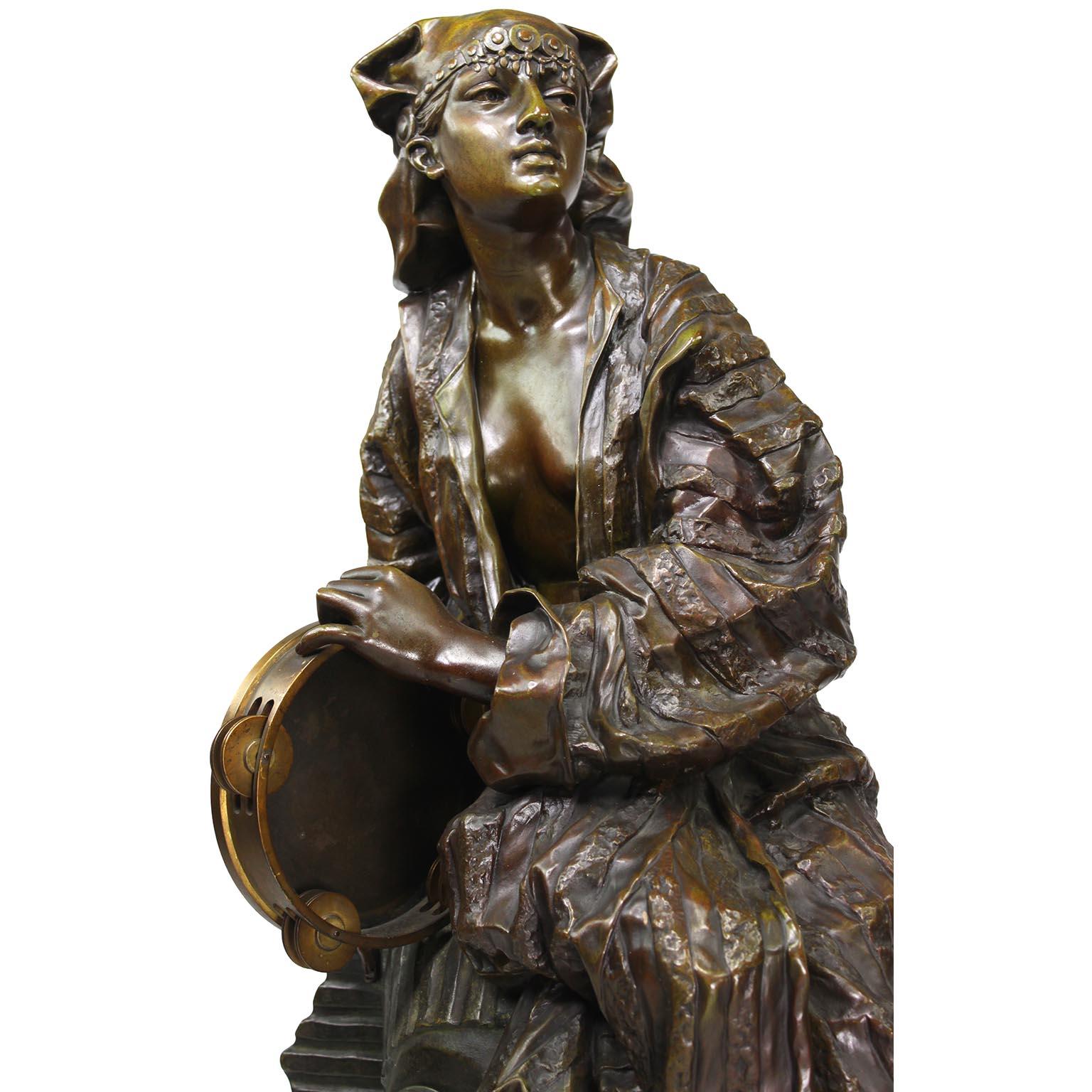 Polychromed Gaston Leroux Bronze Figure of Aida on a Sphinx, French, 19th Century For Sale