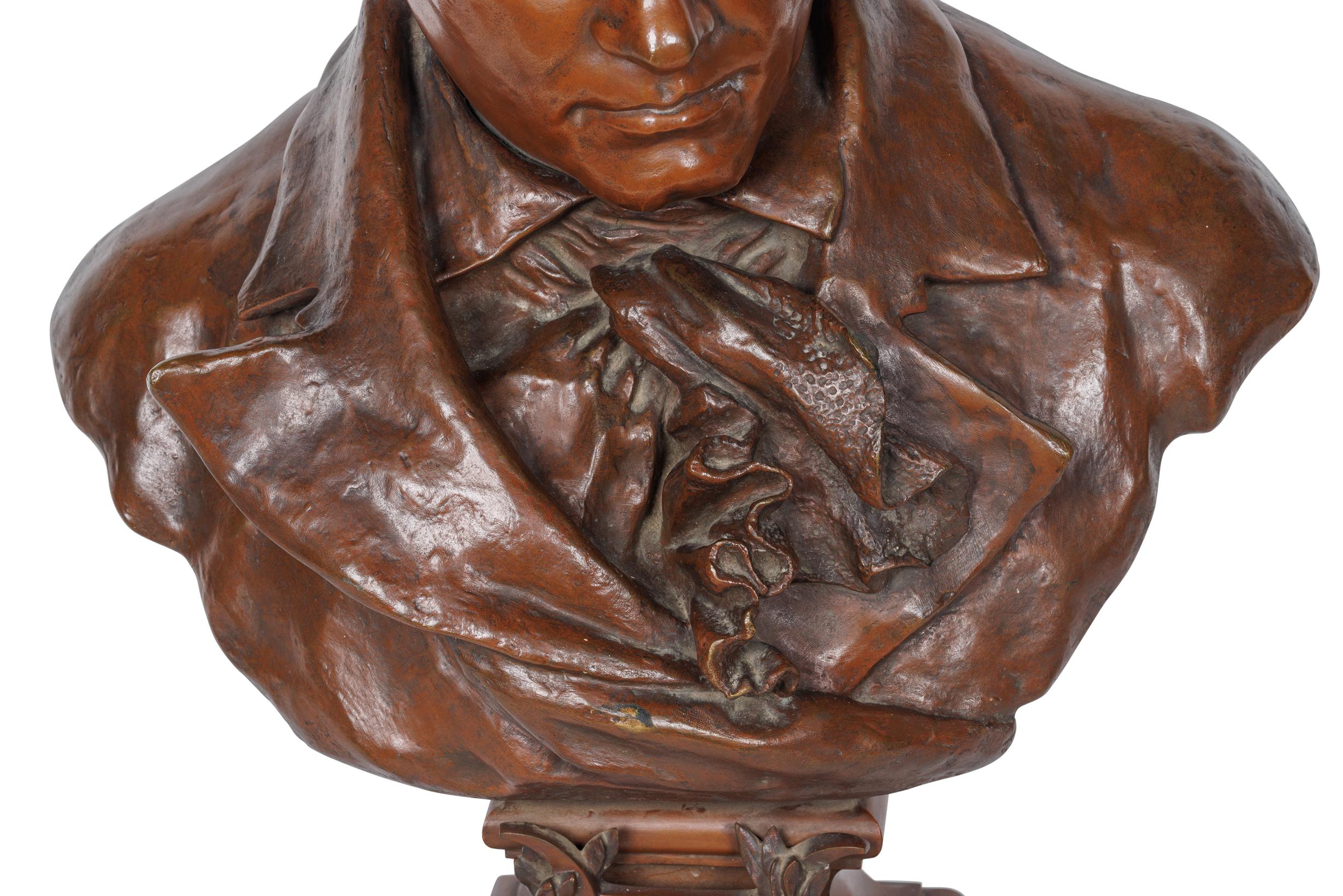 Busto monumental de bronce ricamente patinado de Beethoven por G. LeRoux en venta 4