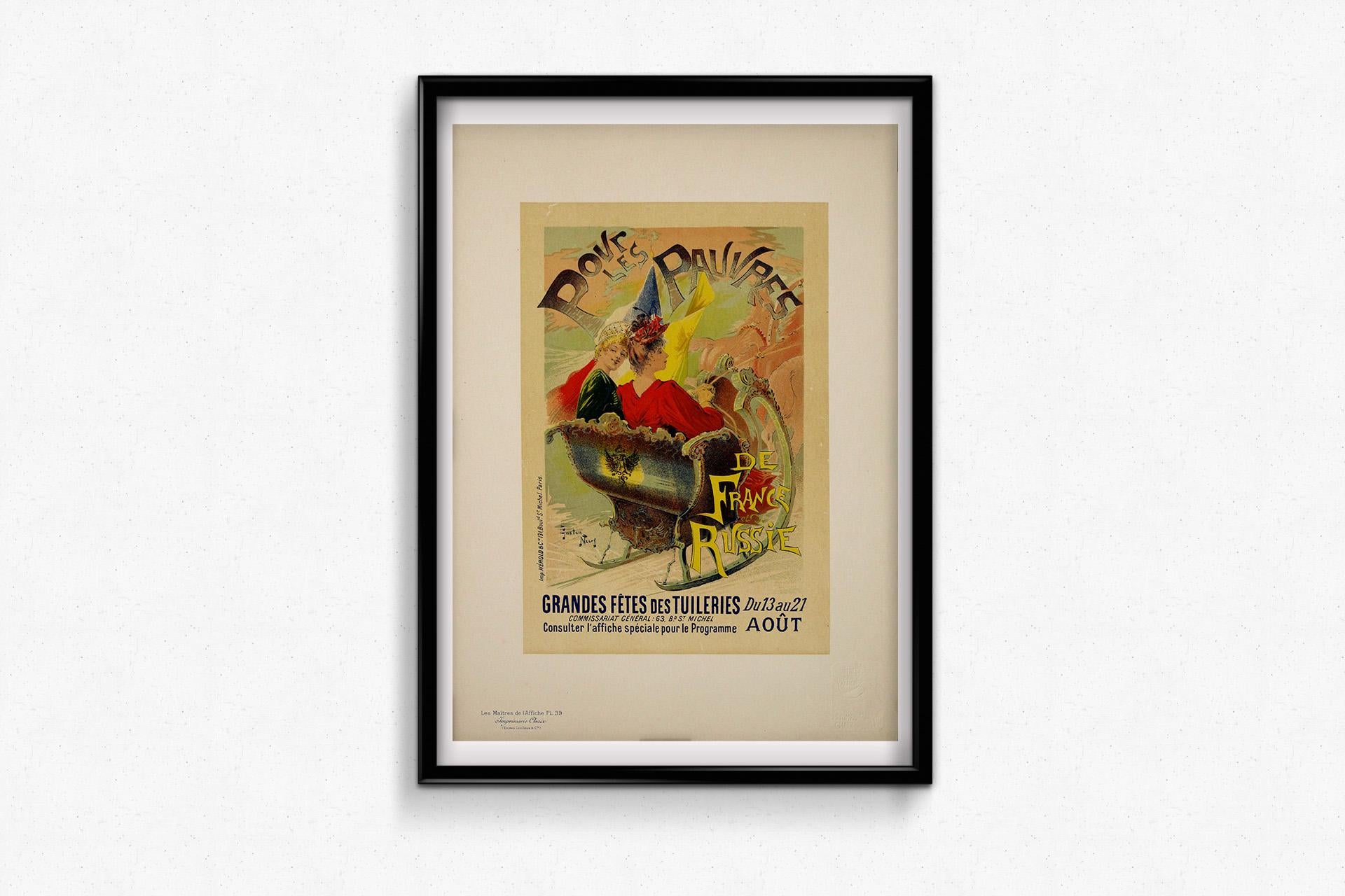 1896 Original lithographic poster : Pour les pauvres de France et de Russie For Sale 2