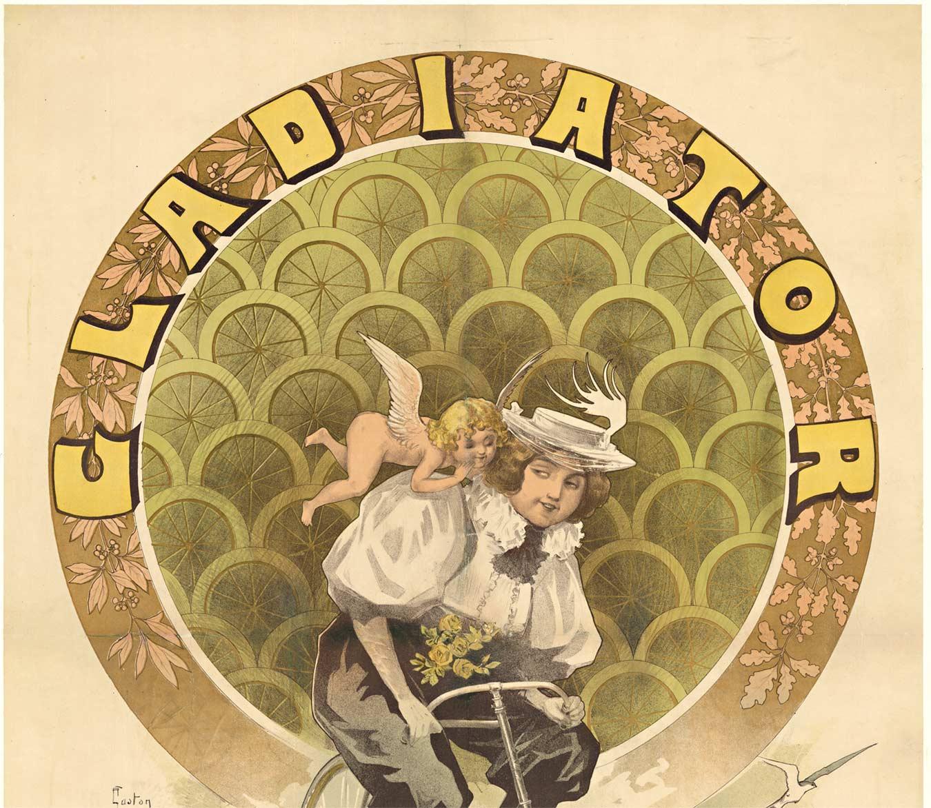 Affiche originale de bicyclette «ladiaator » vintage art nouveau - Print de Gaston Noury