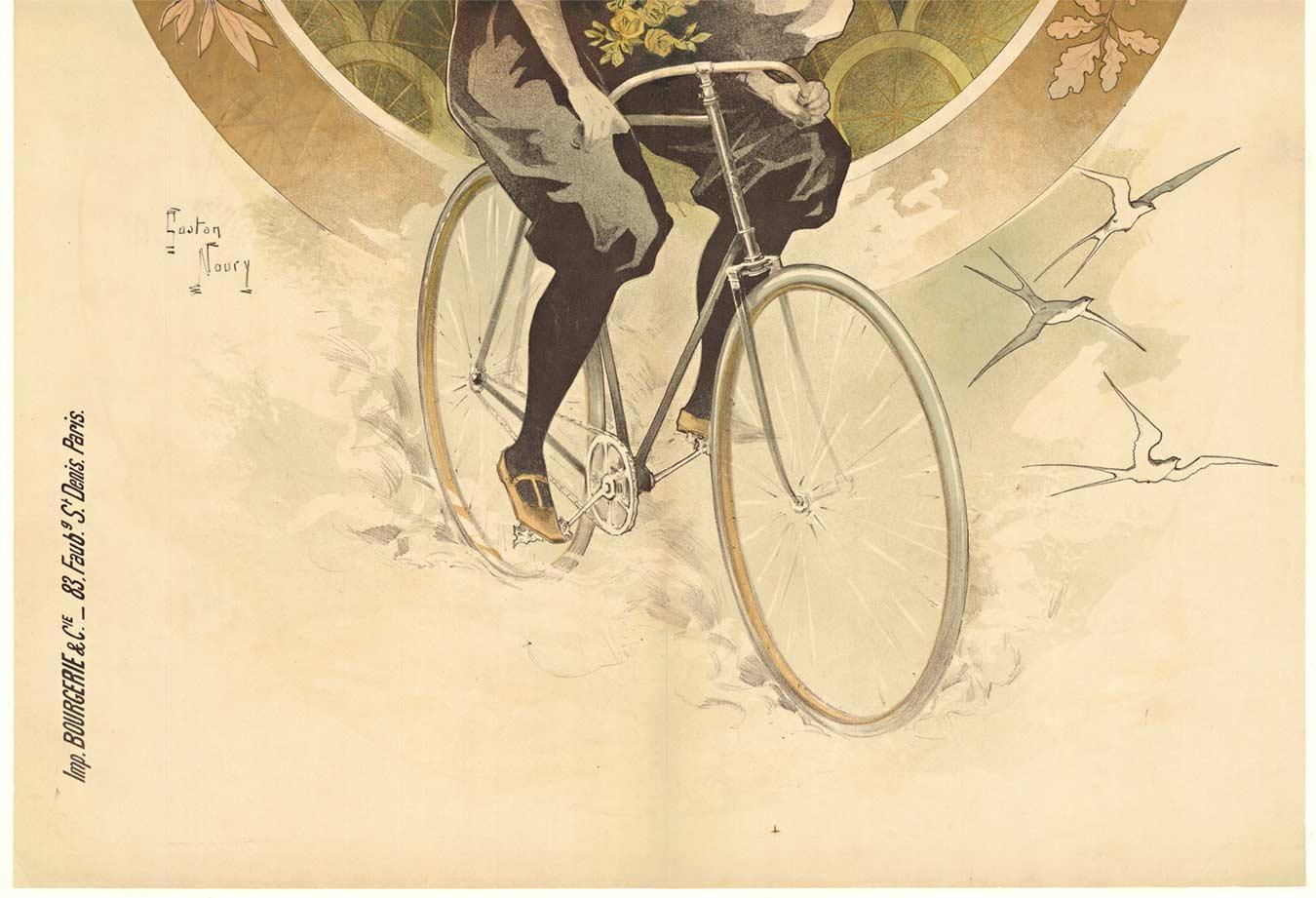 Affiche originale de bicyclette «ladiaator » vintage art nouveau - Art nouveau Print par Gaston Noury