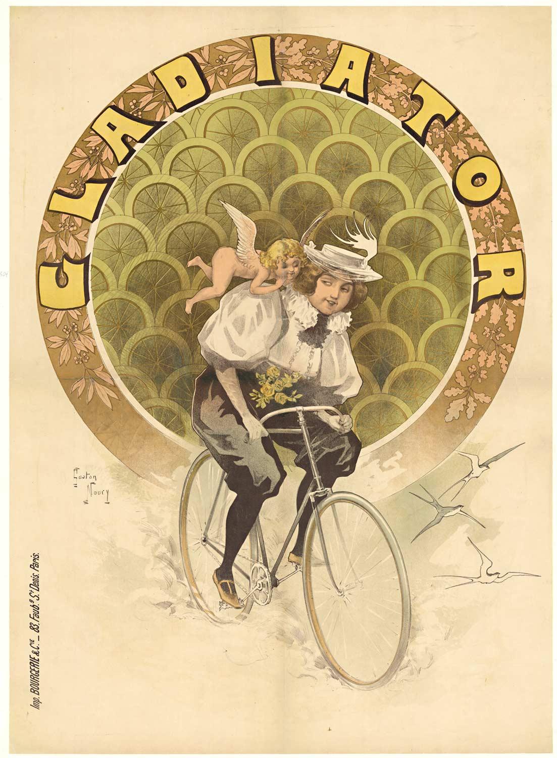 Original "Gladiaator" art nouveau vintage bicycle poster