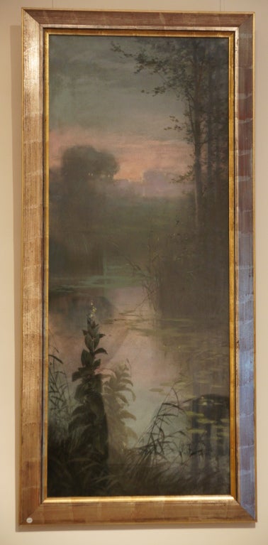 Art Nouveau goauche painting of a landscape by Gaston Noury, born in Elbeuf in France in 1866.
Framed.