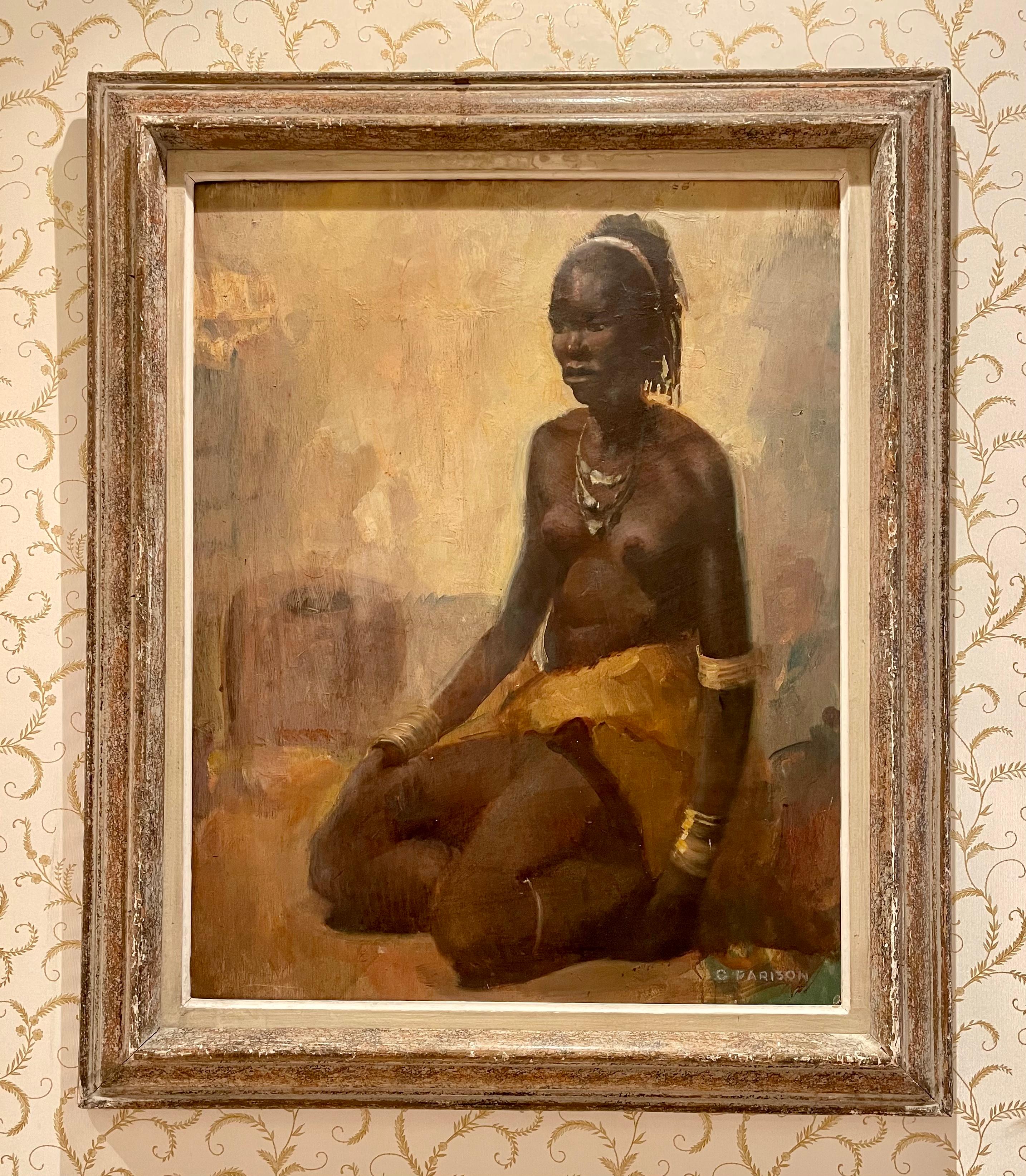 Painting, oil on panel, representing a woman in good condition. Signed 