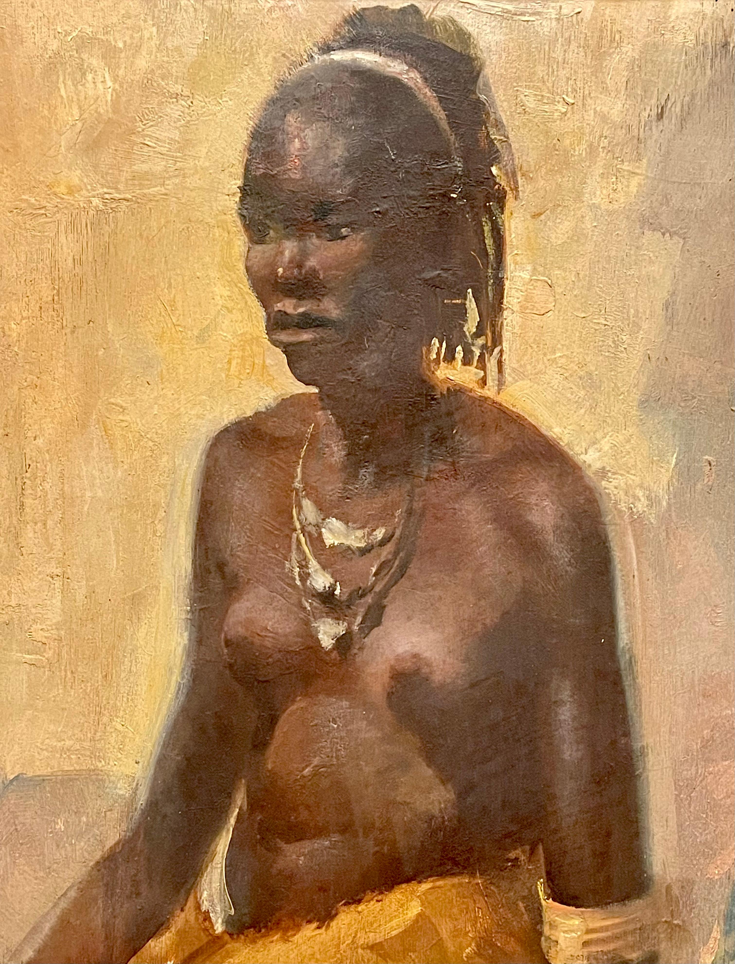 French Gaston Parison, Malagasy Woman Portrait, 19th Century For Sale