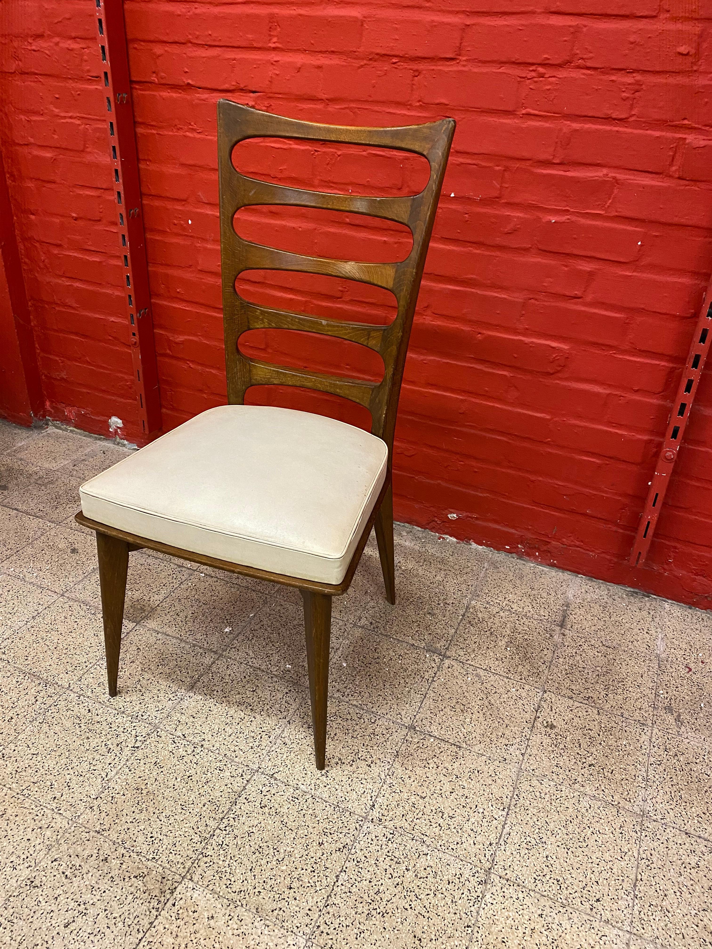 Gaston Poisson, 2 Elegant Chairs circa 1950-1960  For Sale 1