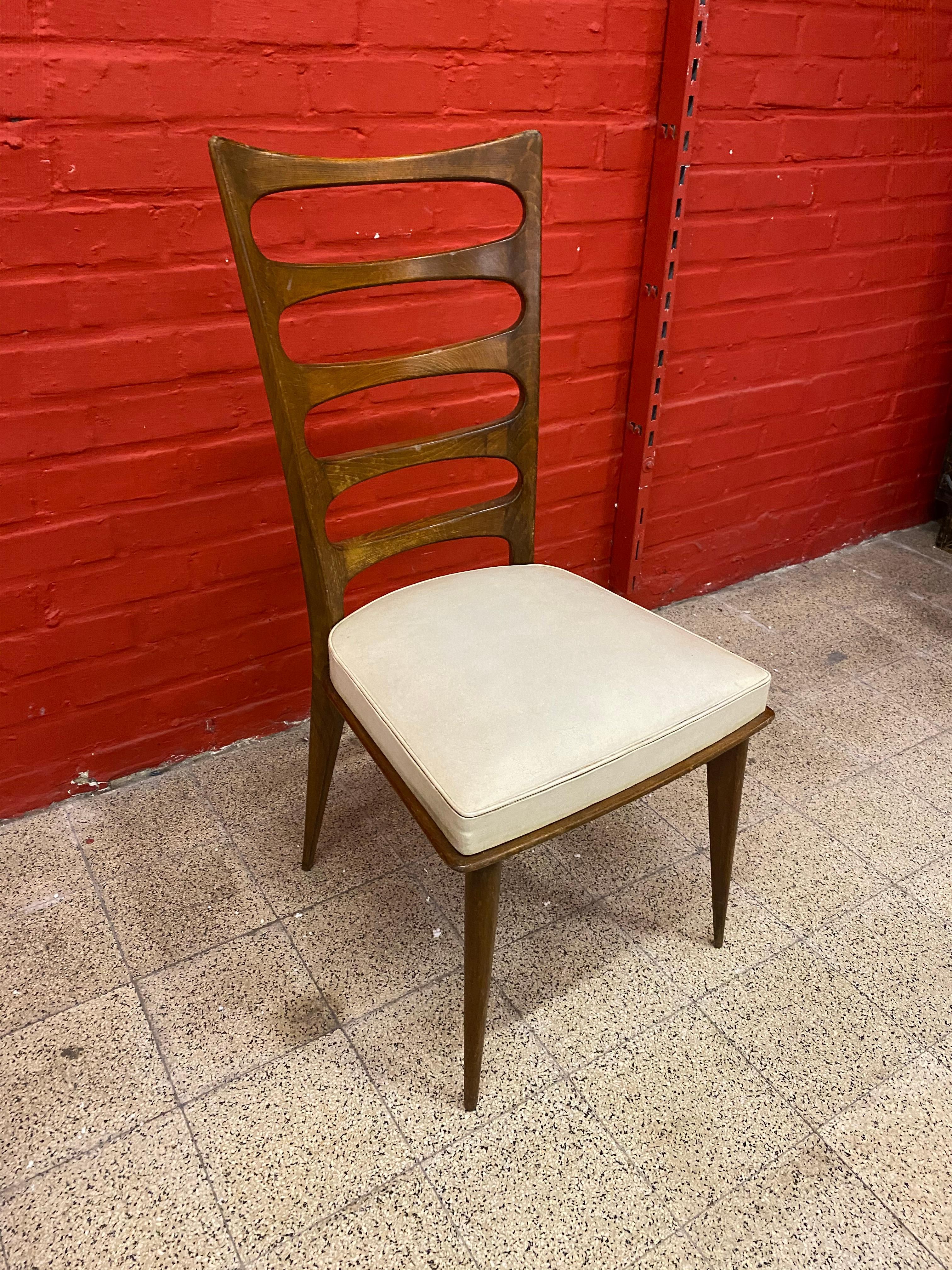 Gaston Poisson, 2 Elegant Chairs circa 1950-1960  For Sale 3