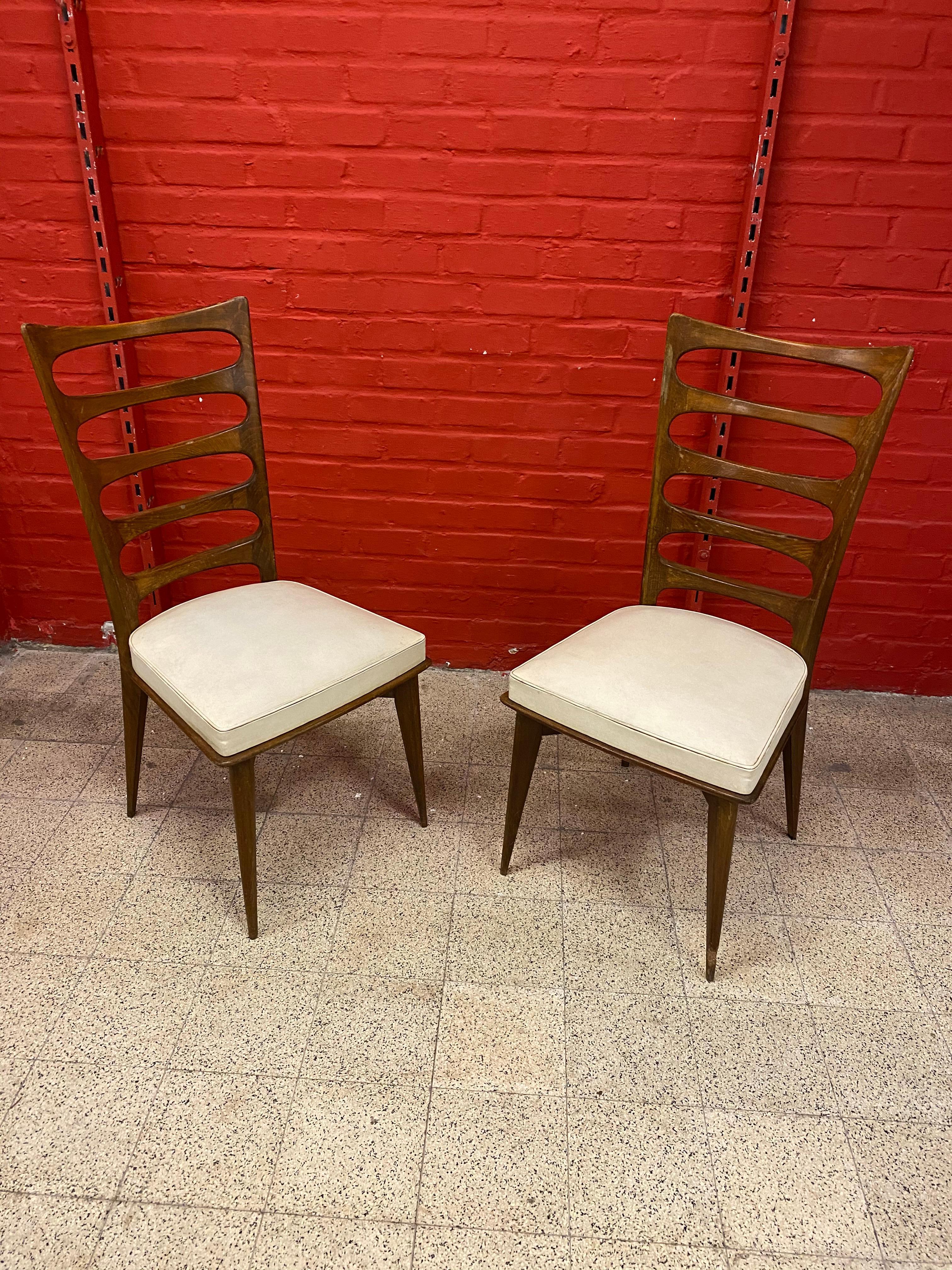 Gaston Poisson, 2 elegant chairs, circa 1950-1960.